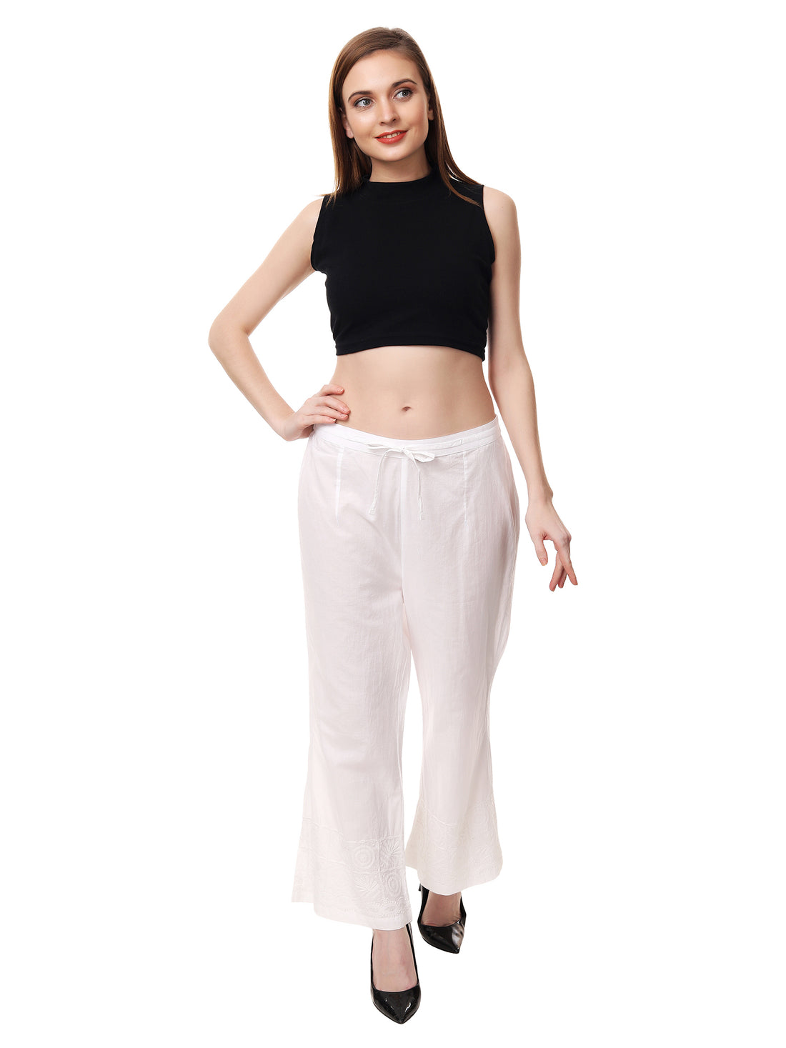 Semal handicrafts Chikankari flared bottom pants