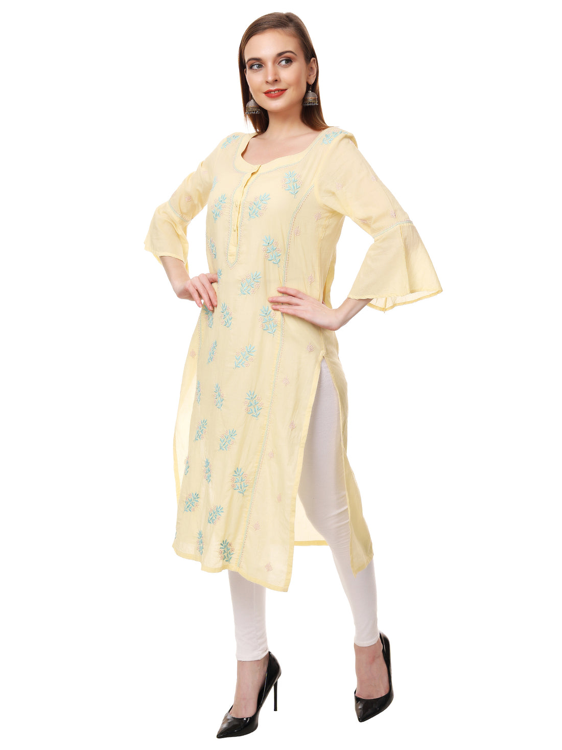 Semal handicrafts Chikankari cotton Princess cut kurta Semal Handicrafts