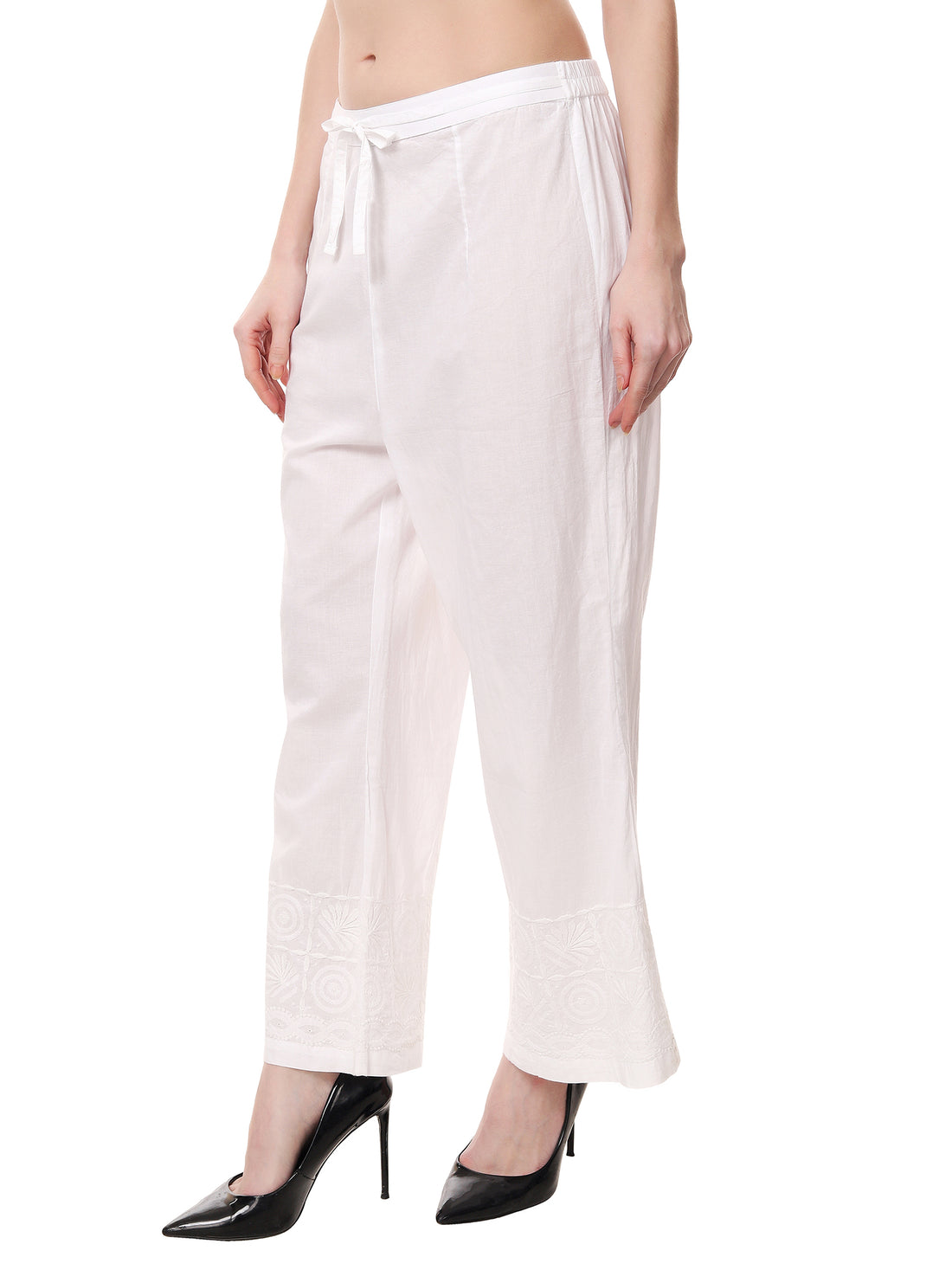 Semal handicrafts Chikankari flared bottom pants
