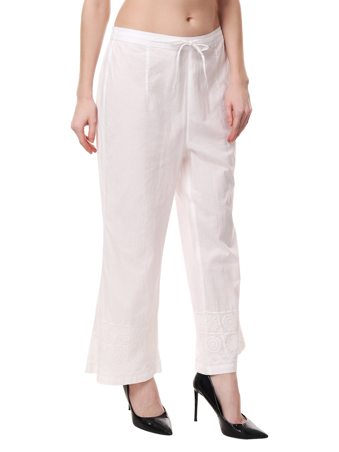 Semal handicrafts Chikankari flared bottom pants